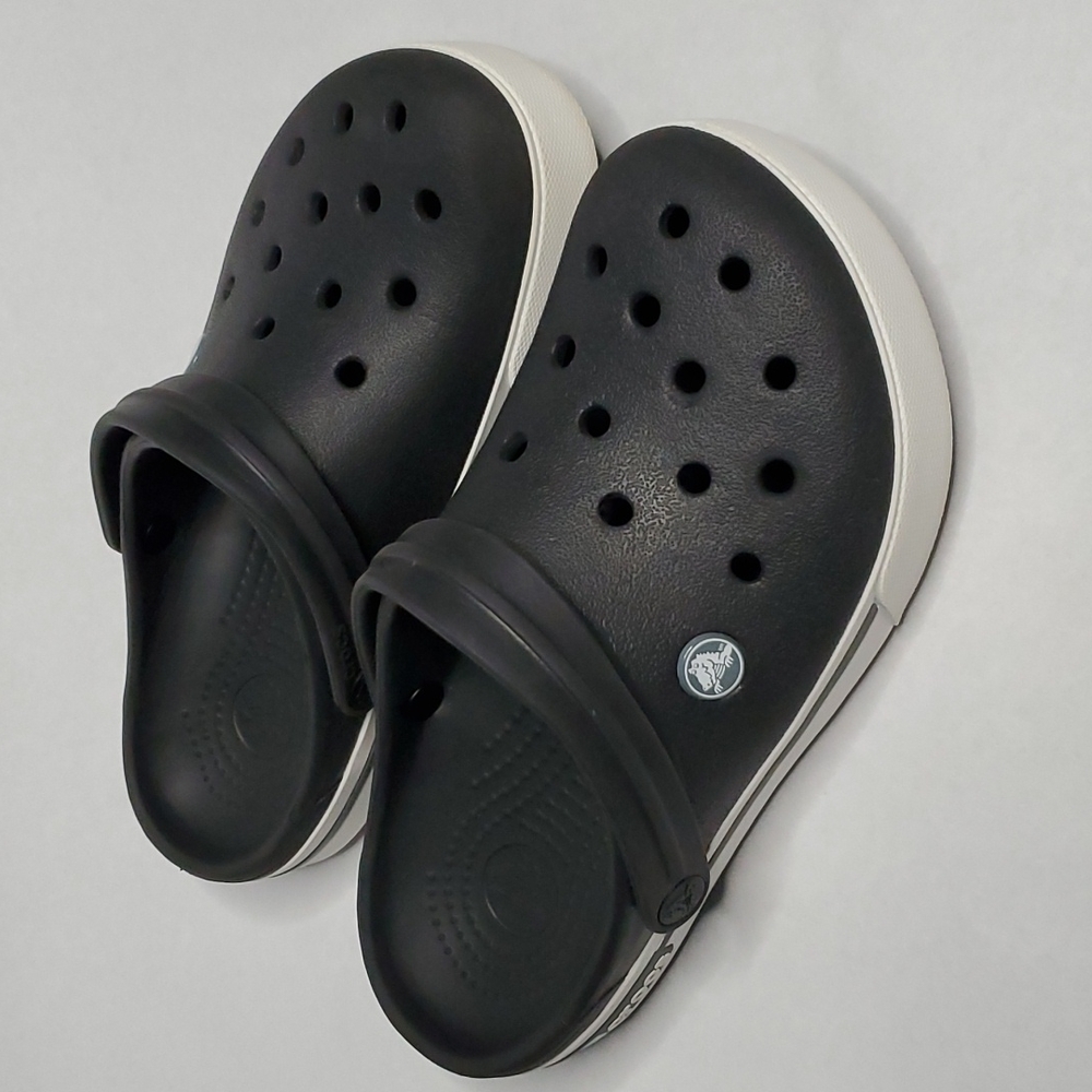 Crocs Black & White Crocband Unisex Men Size 5 Women Size 7